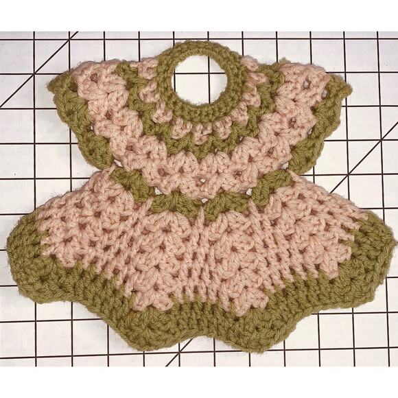 Vtg Crochet Dress Many Uses Potholder Trivet Wine Dish Bottle 8.5" Handmade - Picture 1 of 6